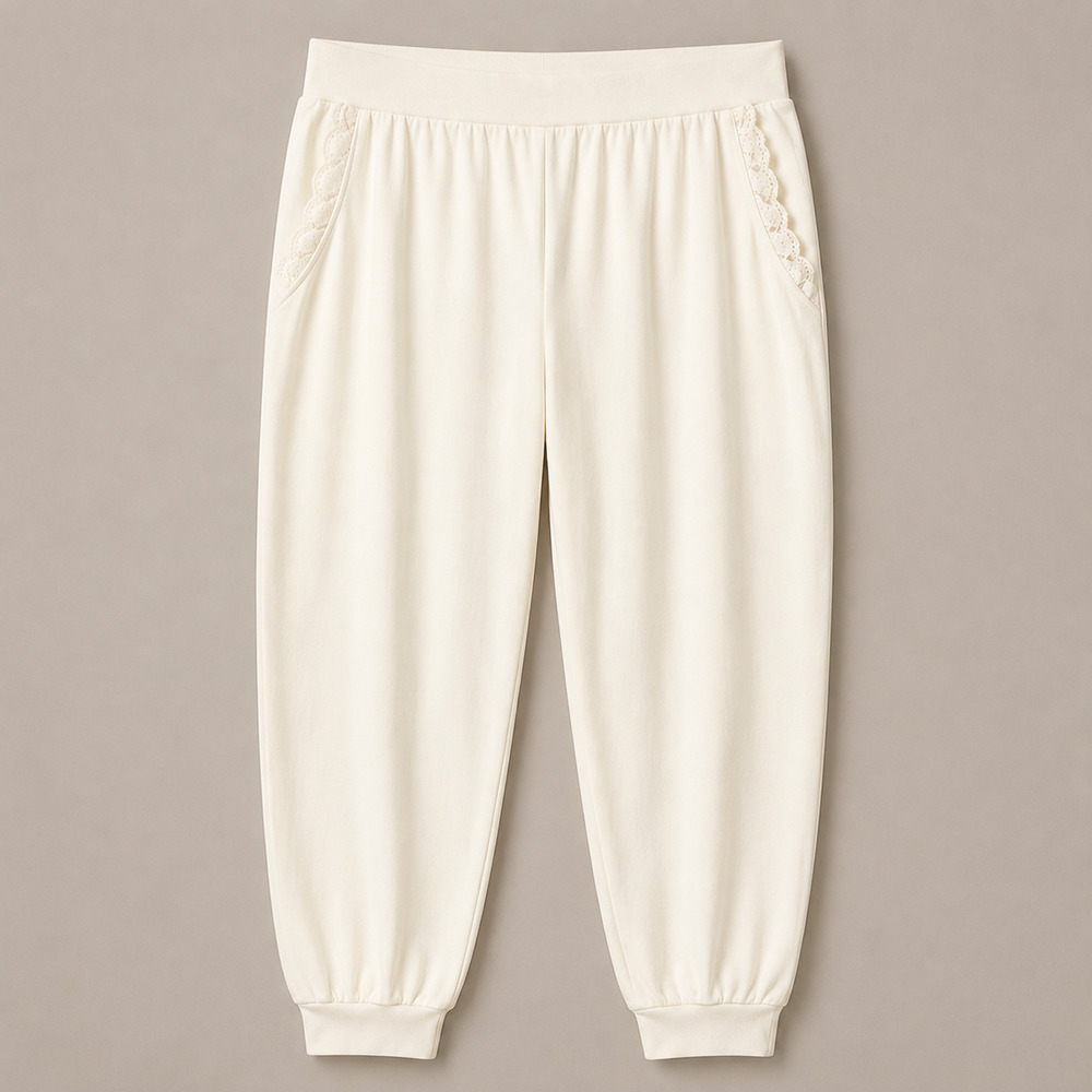 J.Crew Relaxed Jogger Pants Eyelet Trim Pull On Plus Size 3X Cream Ivory